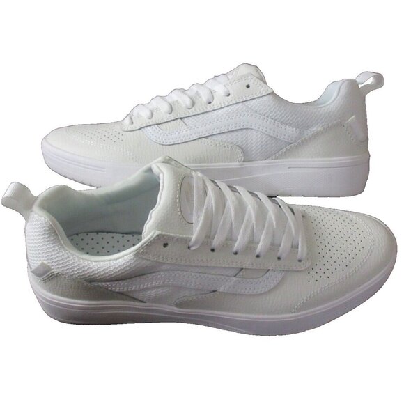 Vans Men's Zahba Leather Double White Striped Skate Shoes Sizes NIB - Picture 1 of 5